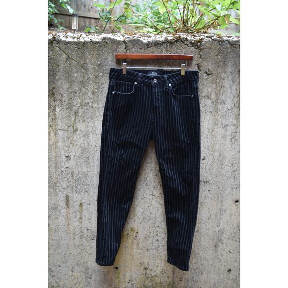 Zara Black Velvet Pinstripe Pants – Size 32 (Men's) – Slim Fit Corduroy - Picture 1 of 5